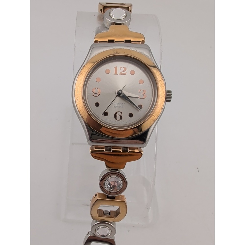 Swatch Irony "Lady Passion" Women's Two Tone Crystal Accent Watch- New Battery